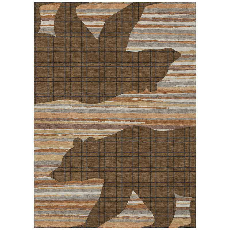 9' X 12' Brown And Black Abstract Washable Indoor Outdoor Area Rug Homeroots Outdoor