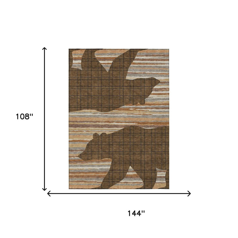 9' X 12' Brown And Black Abstract Washable Indoor Outdoor Area Rug Homeroots Outdoor