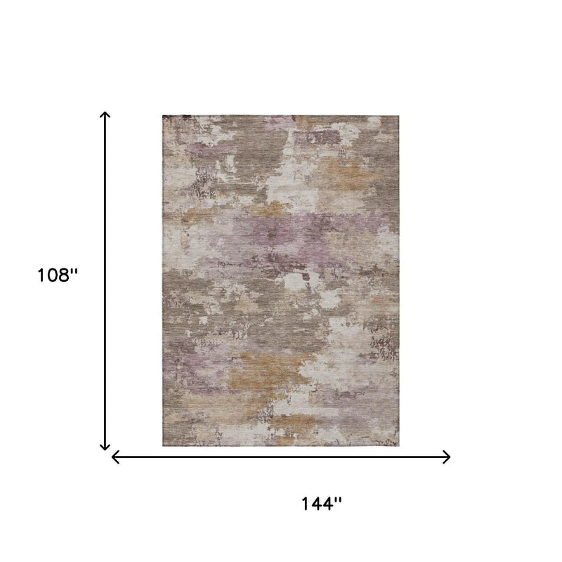 9' X 12' Brown And Blush Abstract Washable Indoor Outdoor Area Rug Homeroots Outdoor