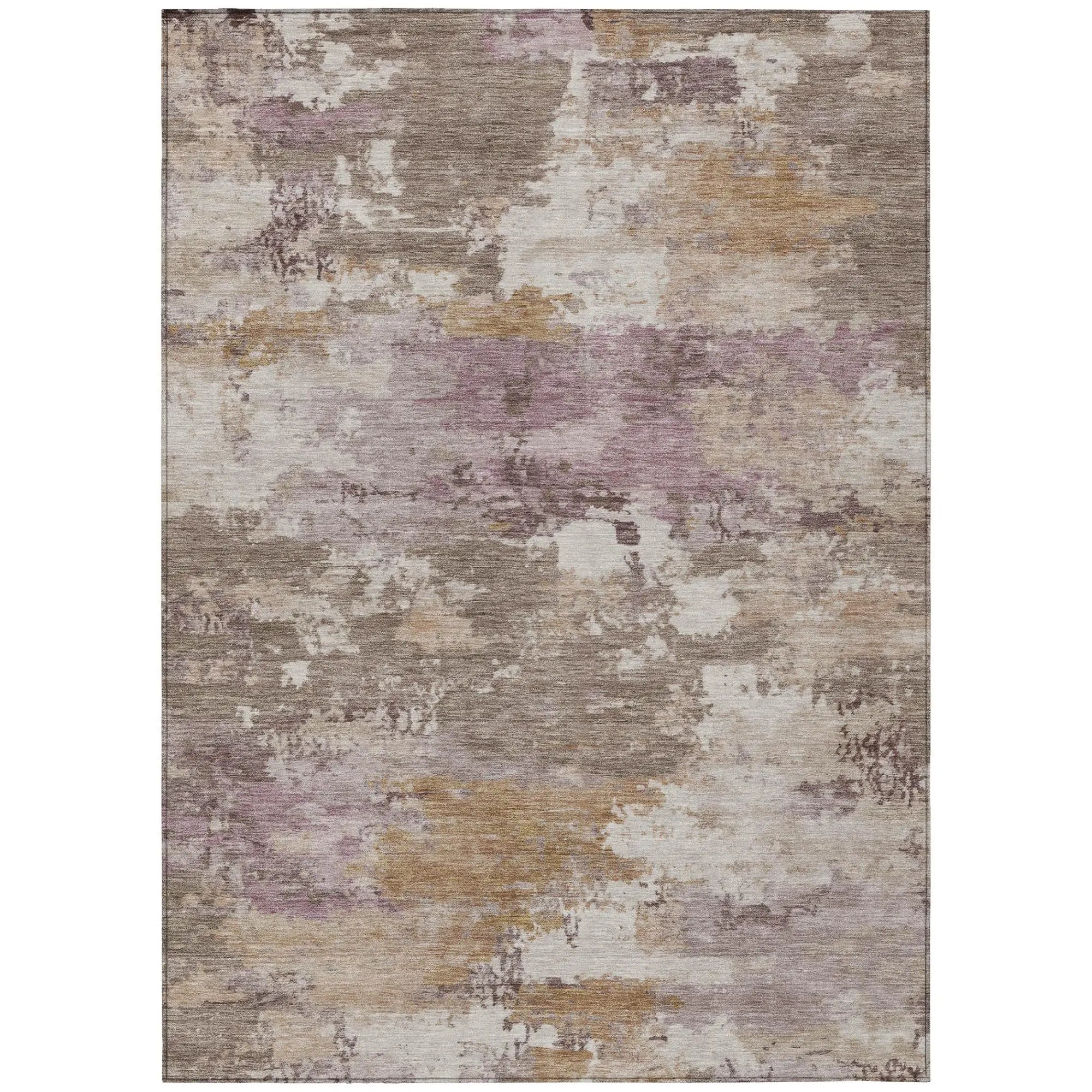 9' X 12' Brown And Blush Abstract Washable Indoor Outdoor Area Rug Homeroots Outdoor