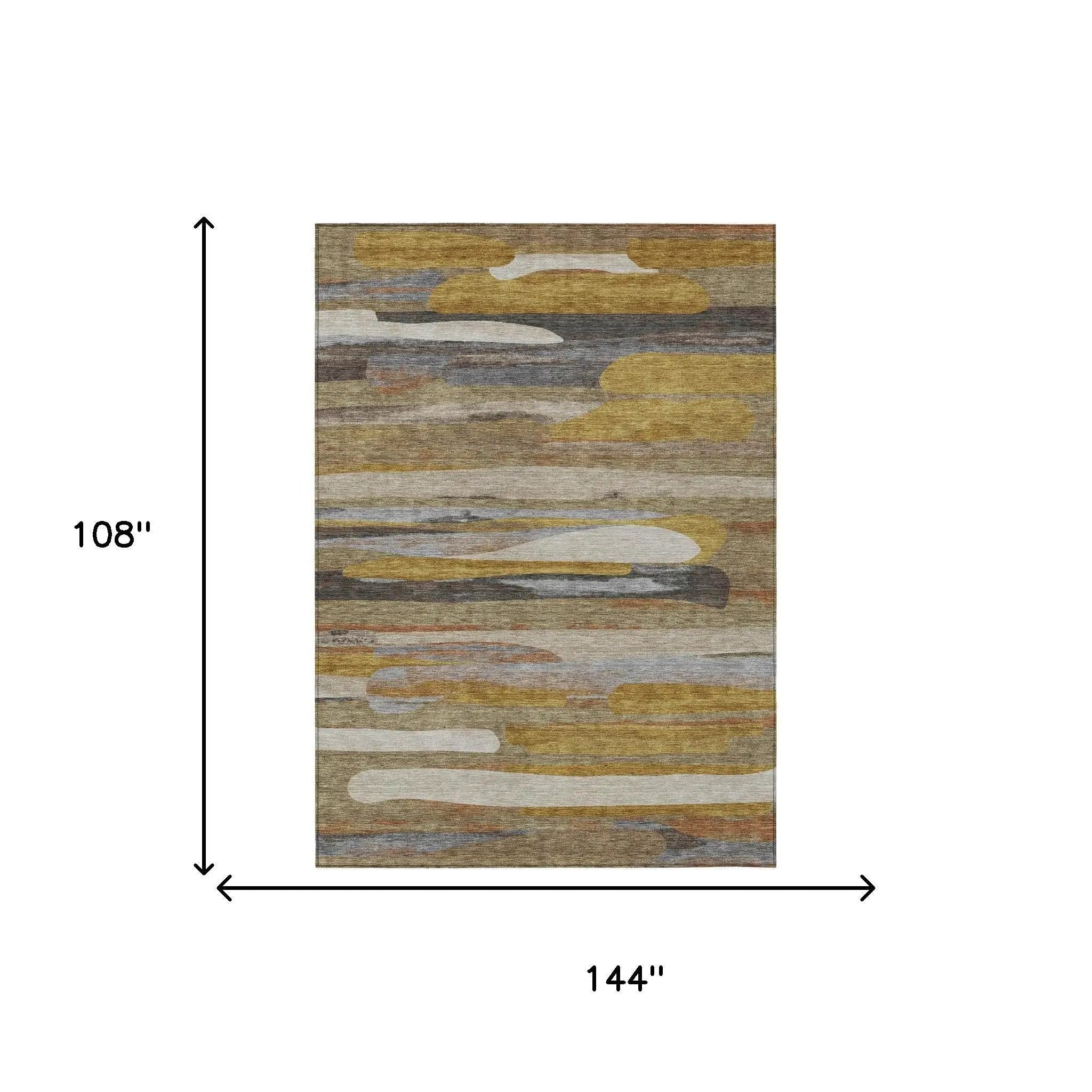 9' X 12' Brown And Charcoal Abstract Washable Indoor Outdoor Area Rug Homeroots Outdoor
