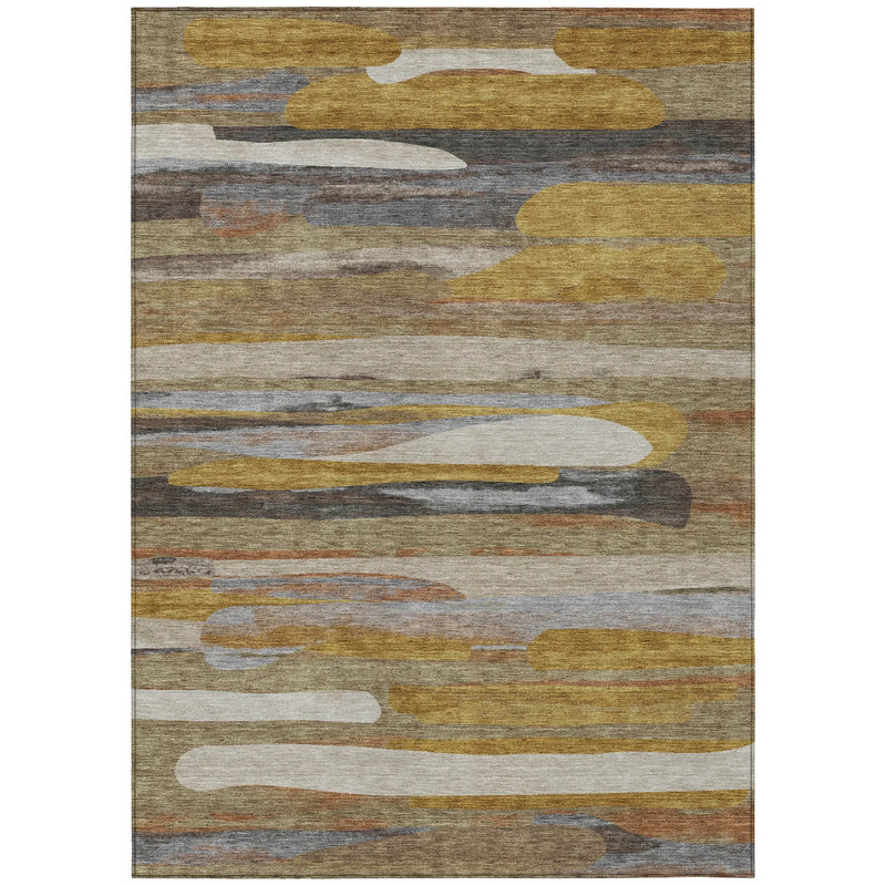 9' X 12' Brown And Charcoal Abstract Washable Indoor Outdoor Area Rug Homeroots Outdoor