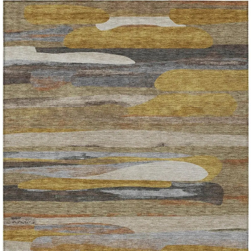 9' X 12' Brown And Charcoal Abstract Washable Indoor Outdoor Area Rug Homeroots Outdoor