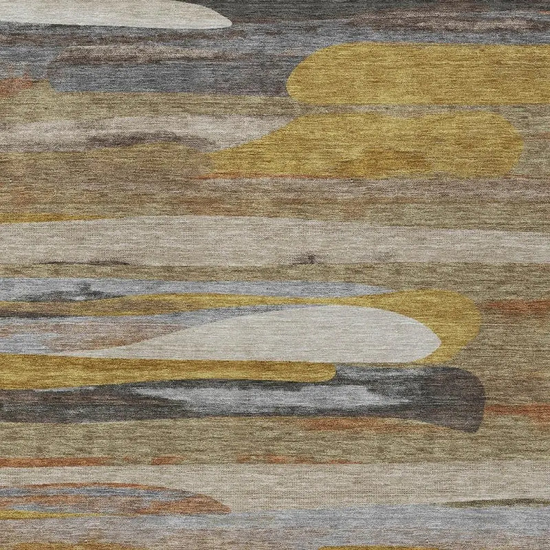 9' X 12' Brown And Charcoal Abstract Washable Indoor Outdoor Area Rug Homeroots Outdoor