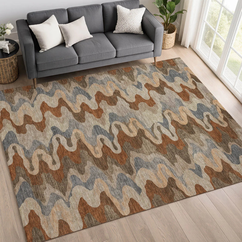 9' X 12' Brown And Chocolate Abstract Washable Indoor Outdoor Area Rug Homeroots Outdoor