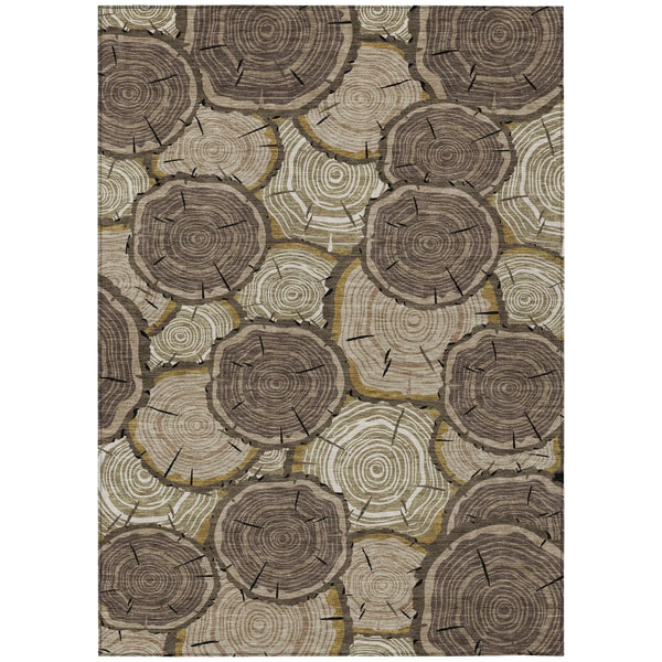 9' X 12' Brown And Chocolate Faux Bois Washable Indoor Outdoor Area Rug Homeroots Outdoor