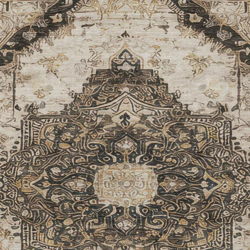 9' X 12' Brown And Chocolate Floral Medallion Washable Indoor Outdoor Area Rug Homeroots Outdoor