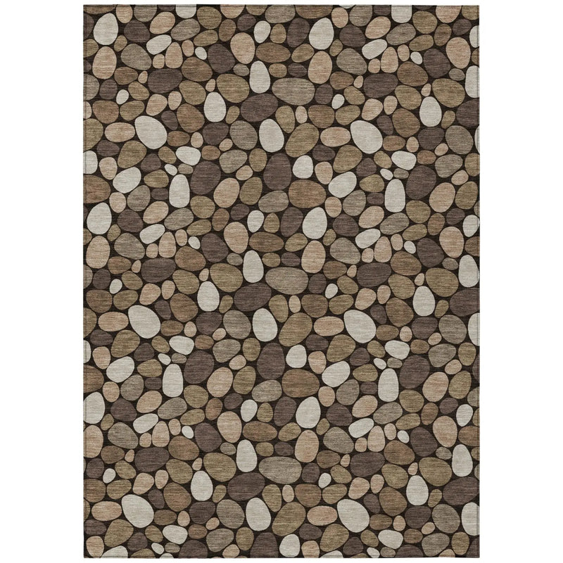 9' X 12' Brown And Chocolate Geometric Washable Indoor Outdoor Area Rug Homeroots Outdoor