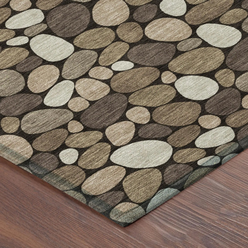 9' X 12' Brown And Chocolate Geometric Washable Indoor Outdoor Area Rug Homeroots Outdoor