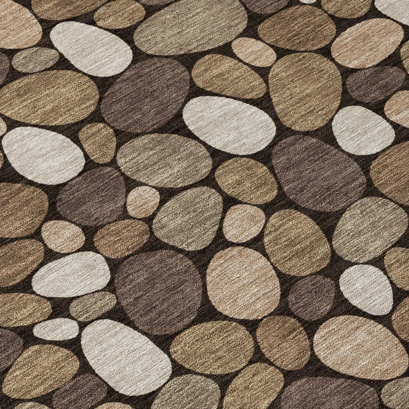 9' X 12' Brown And Chocolate Geometric Washable Indoor Outdoor Area Rug Homeroots Outdoor
