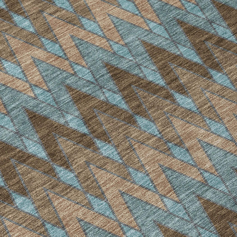 9' X 12' Brown And Chocolate Geometric Washable Indoor Outdoor Area Rug Homeroots Outdoor
