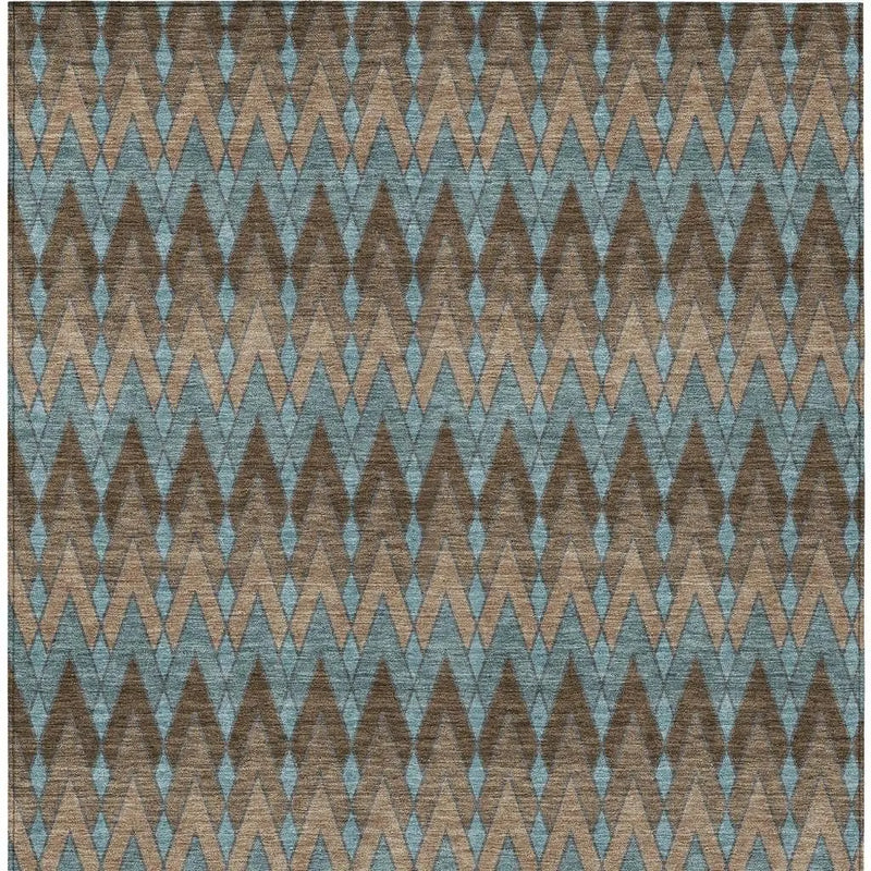 9' X 12' Brown And Chocolate Geometric Washable Indoor Outdoor Area Rug Homeroots Outdoor