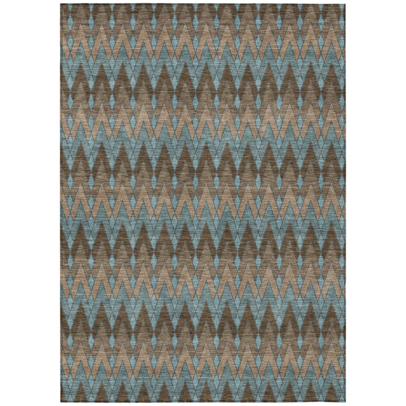 9' X 12' Brown And Chocolate Geometric Washable Indoor Outdoor Area Rug Homeroots Outdoor