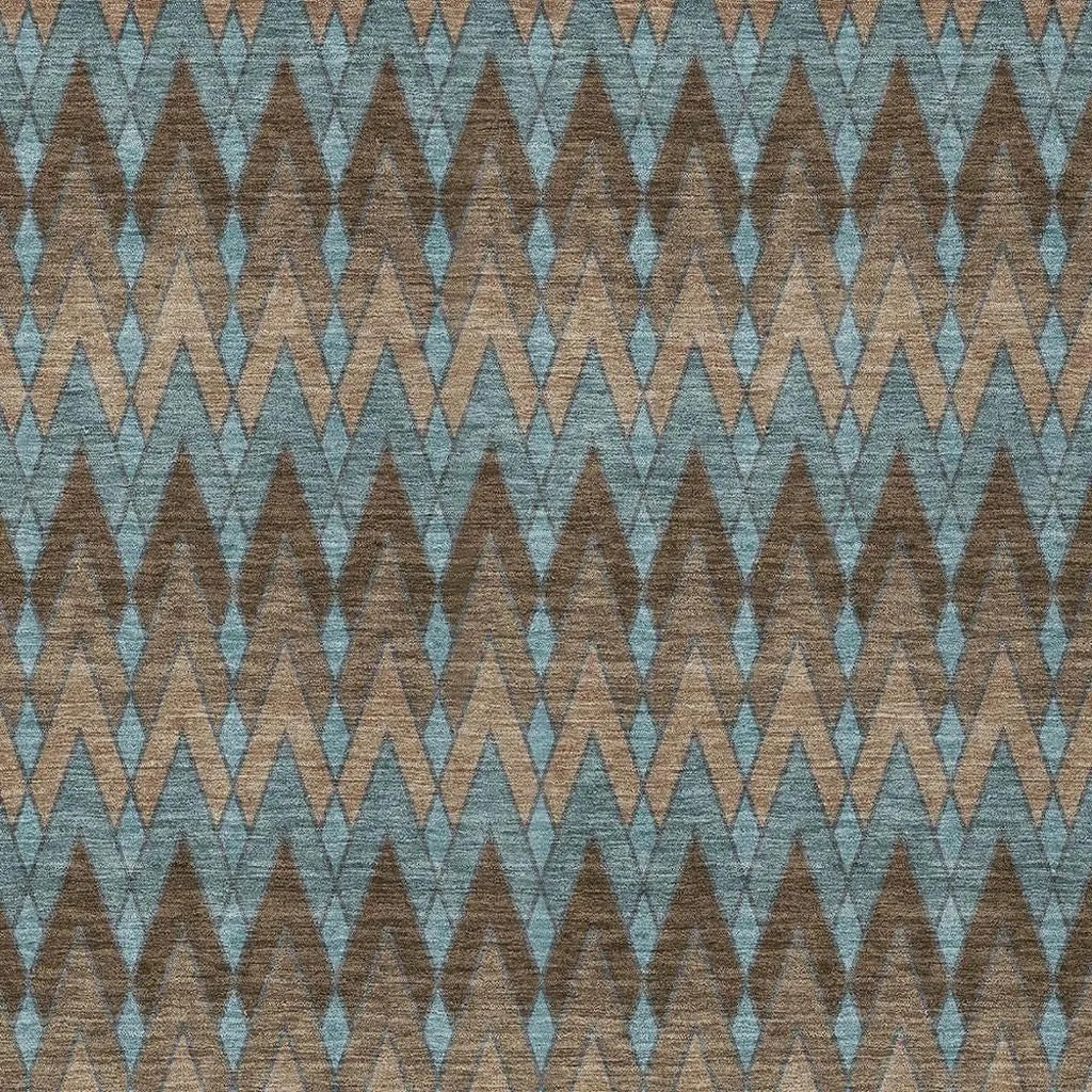 9' X 12' Brown And Chocolate Geometric Washable Indoor Outdoor Area Rug Homeroots Outdoor
