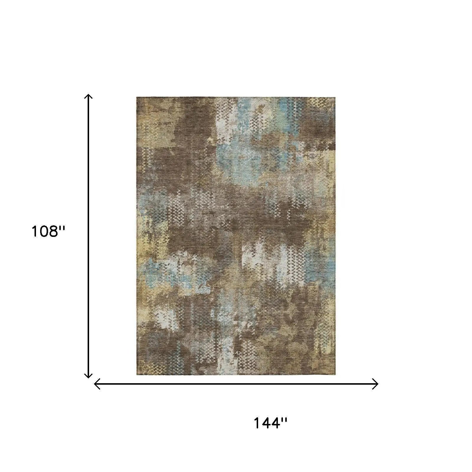 9' X 12' Brown And Coffee Abstract Washable Indoor Outdoor Area Rug Homeroots Outdoor