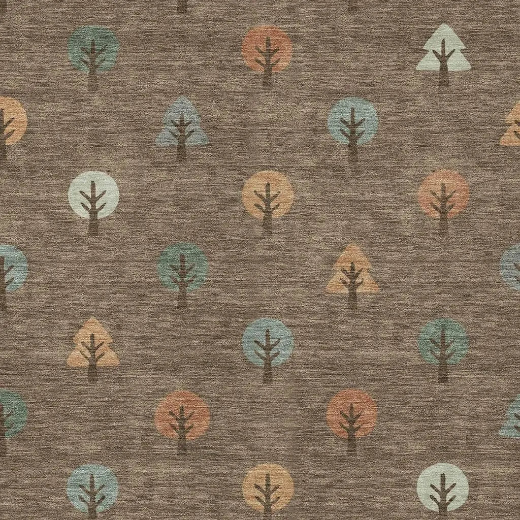 9' X 12' Brown And Copper Geometric Washable Indoor Outdoor Area Rug Homeroots Outdoor