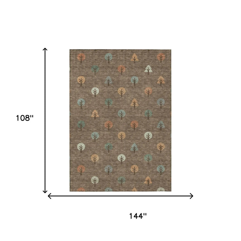 9' X 12' Brown And Copper Geometric Washable Indoor Outdoor Area Rug Homeroots Outdoor