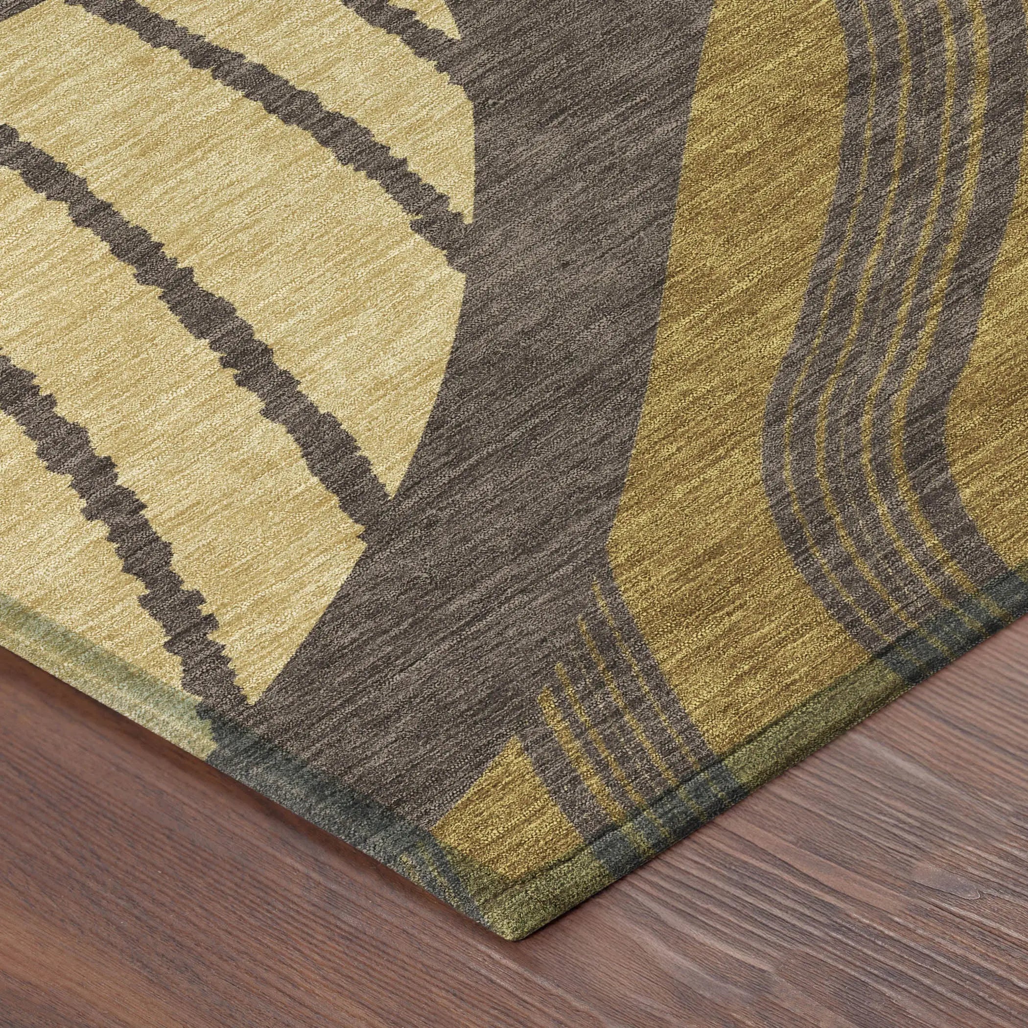 9' X 12' Brown And Gold Abstract Washable Indoor Outdoor Area Rug Homeroots Outdoor