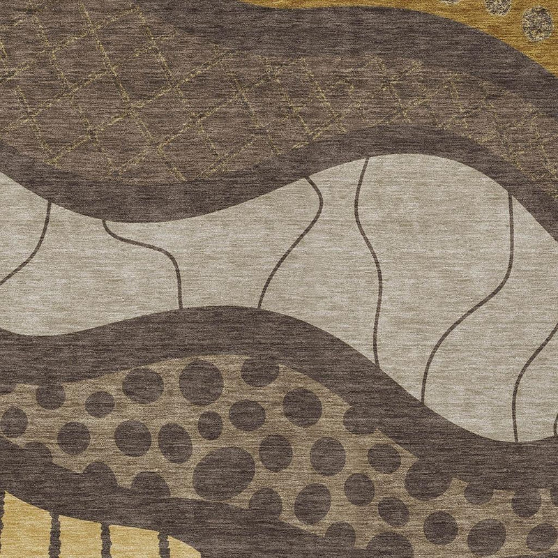 9' X 12' Brown And Gold Abstract Washable Indoor Outdoor Area Rug Homeroots Outdoor