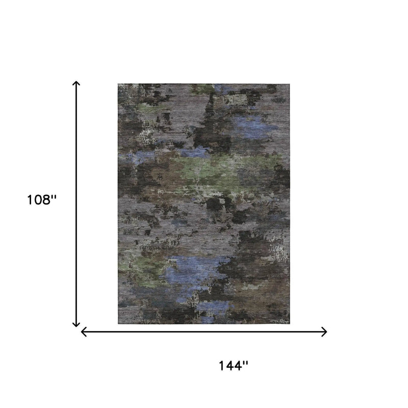 9' X 12' Brown And Graphite Abstract Washable Indoor Outdoor Area Rug Homeroots Outdoor