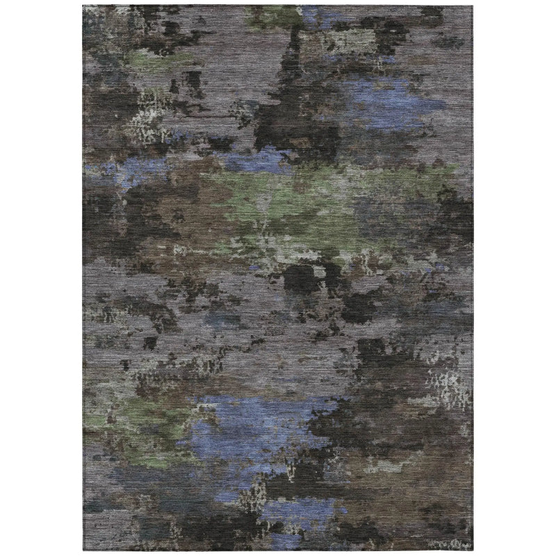9' X 12' Brown And Graphite Abstract Washable Indoor Outdoor Area Rug Homeroots Outdoor