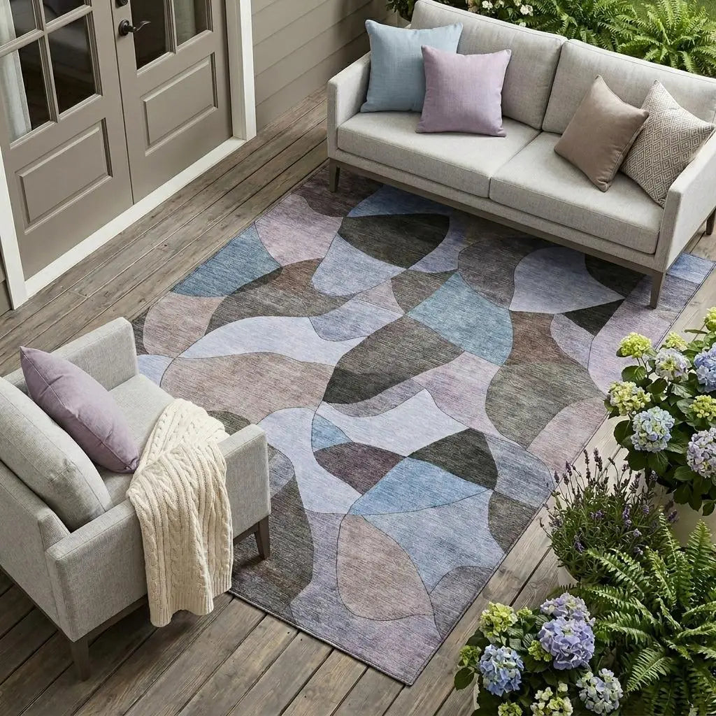 9' X 12' Brown And Graphite Abstract Washable Indoor Outdoor Area Rug Homeroots Outdoor