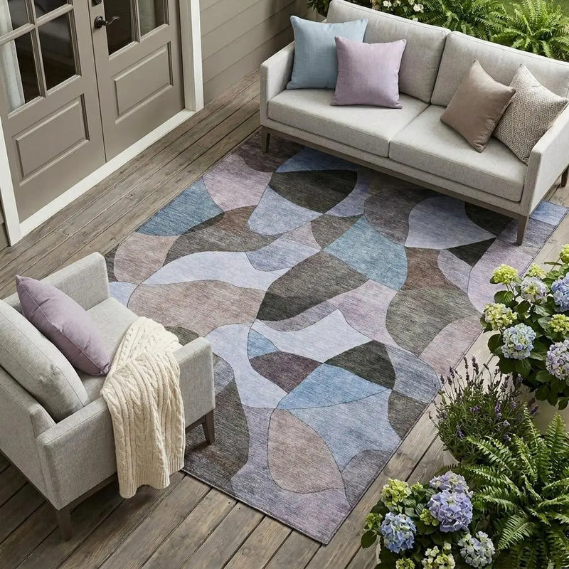 9' X 12' Brown And Graphite Abstract Washable Indoor Outdoor Area Rug Homeroots Outdoor