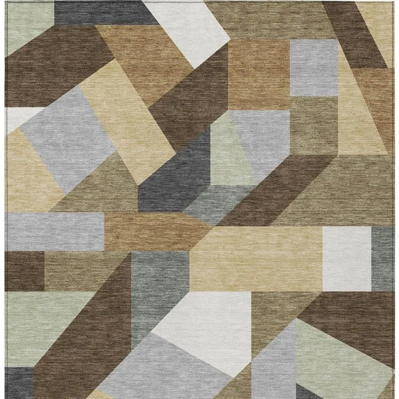 9' X 12' Brown And Graphite Geometric Washable Indoor Outdoor Area Rug Homeroots Outdoor