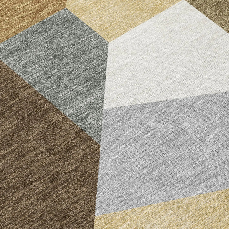 9' X 12' Brown And Graphite Geometric Washable Indoor Outdoor Area Rug Homeroots Outdoor