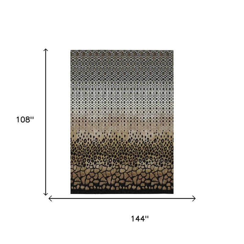 9' X 12' Brown And Graphite Geometric Washable Indoor Outdoor Area Rug Homeroots Outdoor