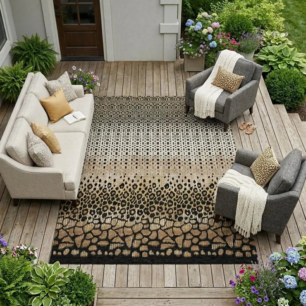 9' X 12' Brown And Graphite Geometric Washable Indoor Outdoor Area Rug Homeroots Outdoor