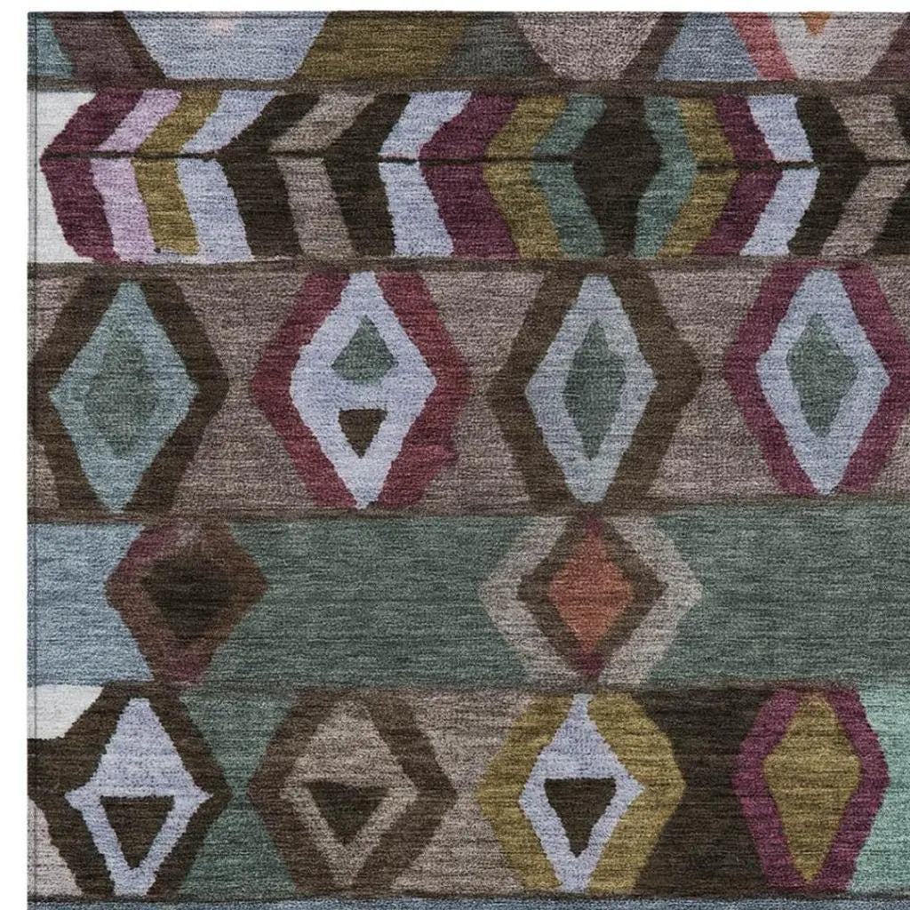 9' X 12' Brown And Graphite Tribal Washable Indoor Outdoor Area Rug Homeroots Outdoor