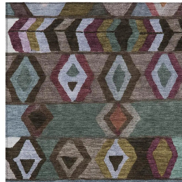 9' X 12' Brown And Graphite Tribal Washable Indoor Outdoor Area Rug Homeroots Outdoor