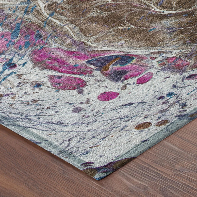 9' X 12' Brown And Gray Abstract Washable Indoor Outdoor Area Rug Homeroots Outdoor