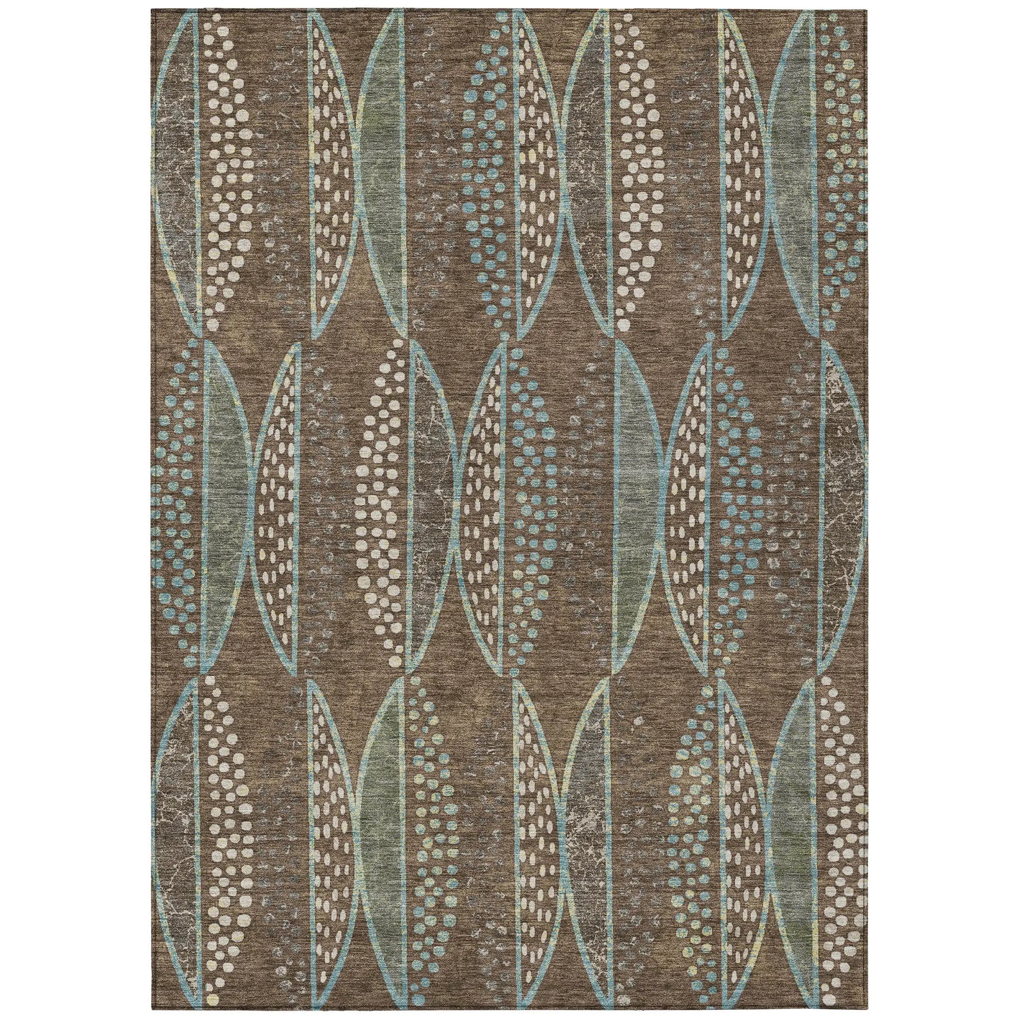 9' X 12' Brown And Gray Geometric Washable Indoor Outdoor Area Rug Homeroots Outdoor