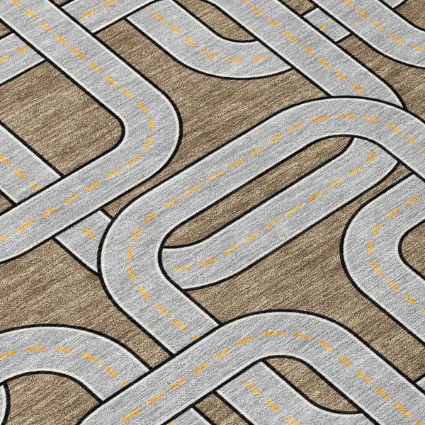 9' X 12' Brown And Gray Geometric Washable Indoor Outdoor Area Rug Homeroots Outdoor