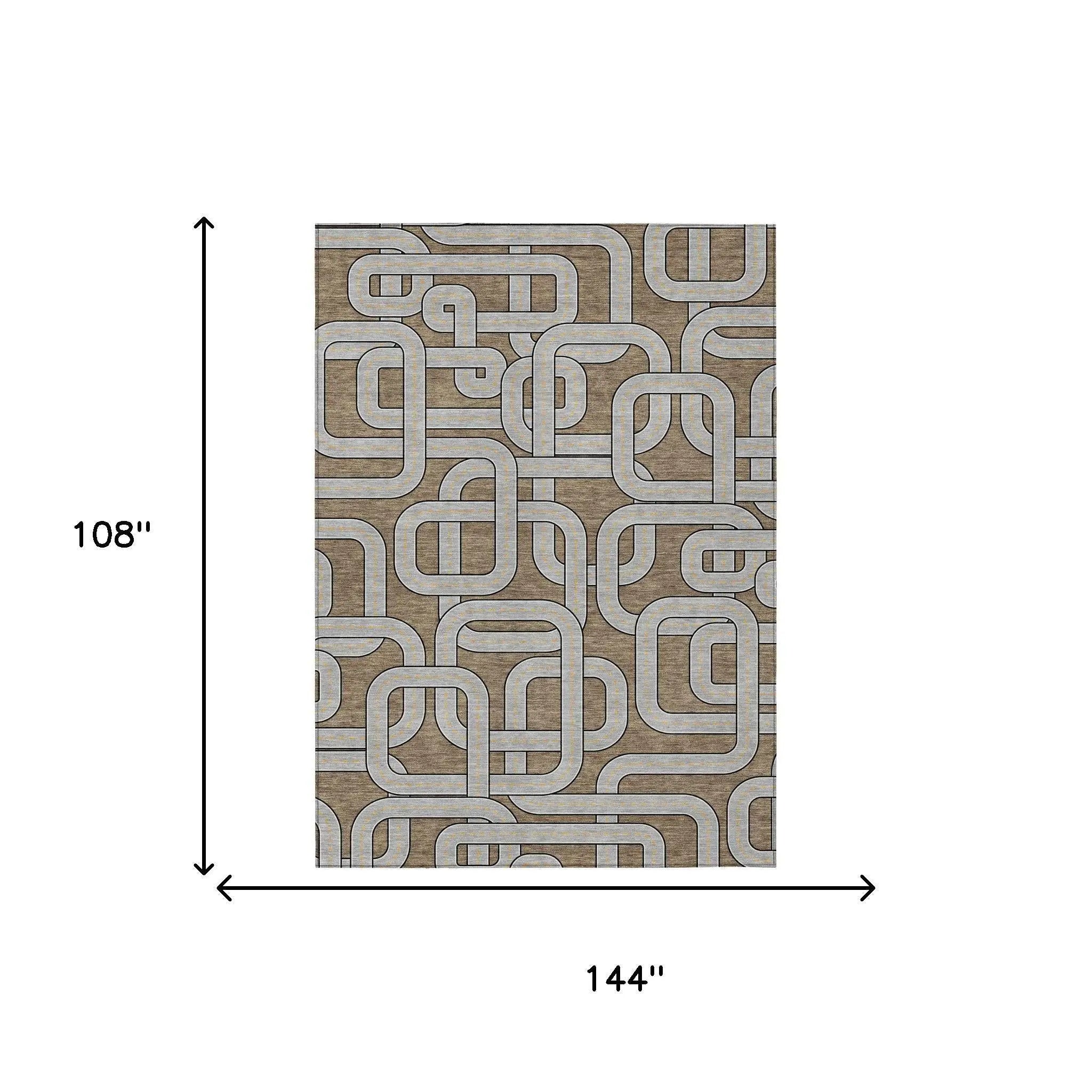 9' X 12' Brown And Gray Geometric Washable Indoor Outdoor Area Rug Homeroots Outdoor