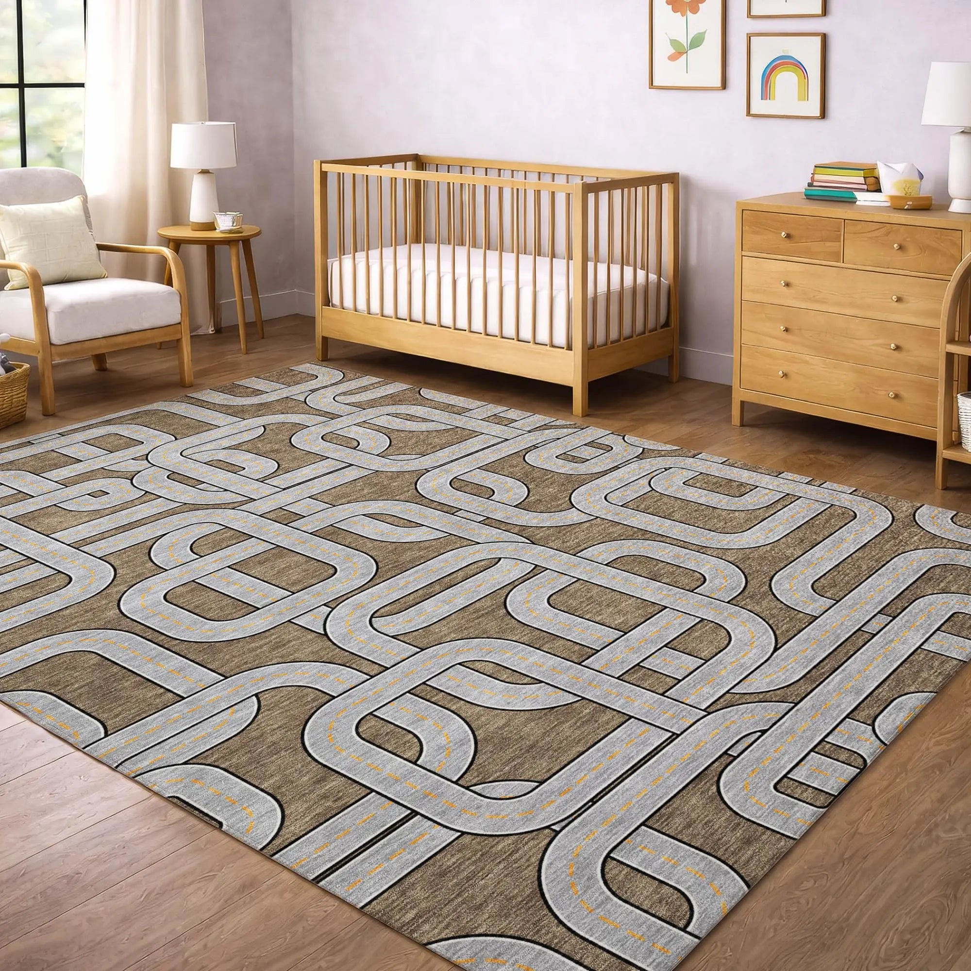 9' X 12' Brown And Gray Geometric Washable Indoor Outdoor Area Rug Homeroots Outdoor