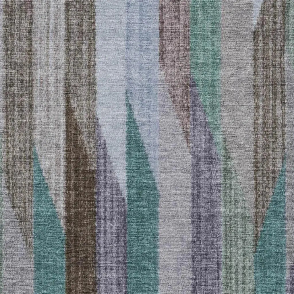 9' X 12' Brown And Gray Striped Washable Indoor Outdoor Area Rug Homeroots Outdoor