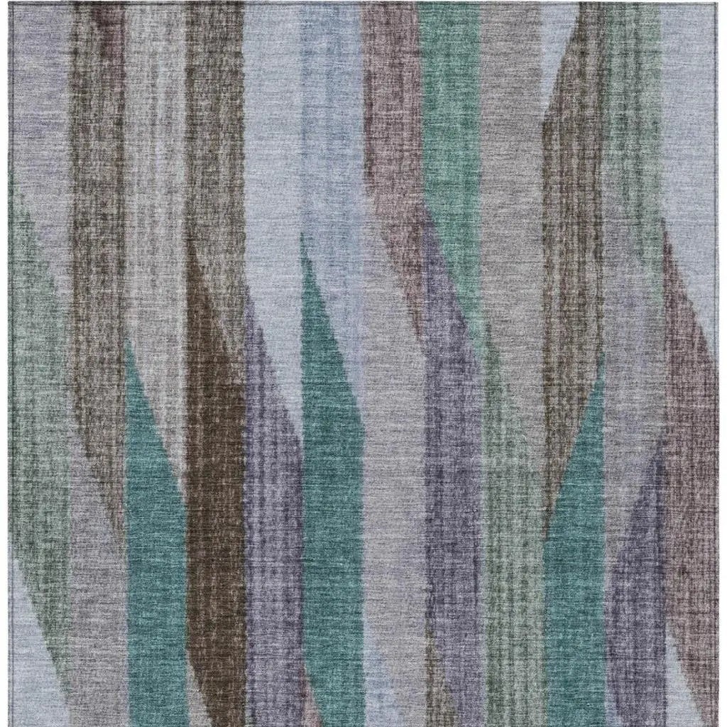 9' X 12' Brown And Gray Striped Washable Indoor Outdoor Area Rug Homeroots Outdoor
