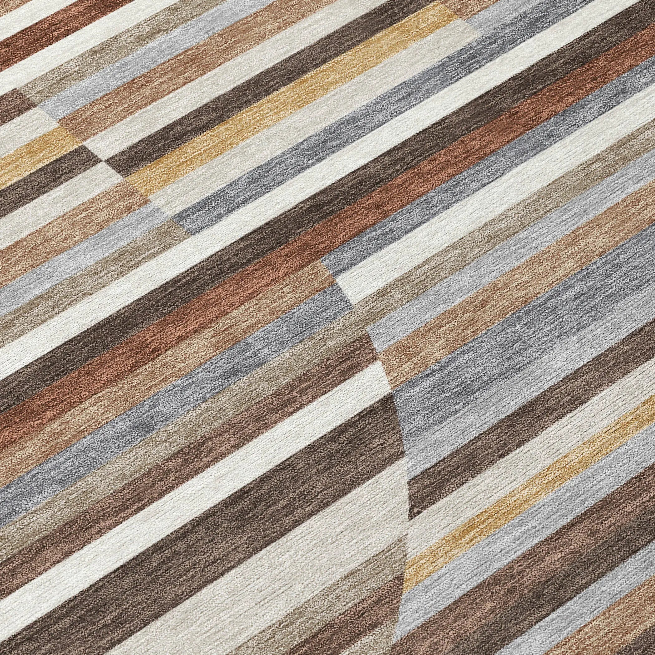 9' X 12' Brown And Gray Striped Washable Indoor Outdoor Area Rug Homeroots Outdoor