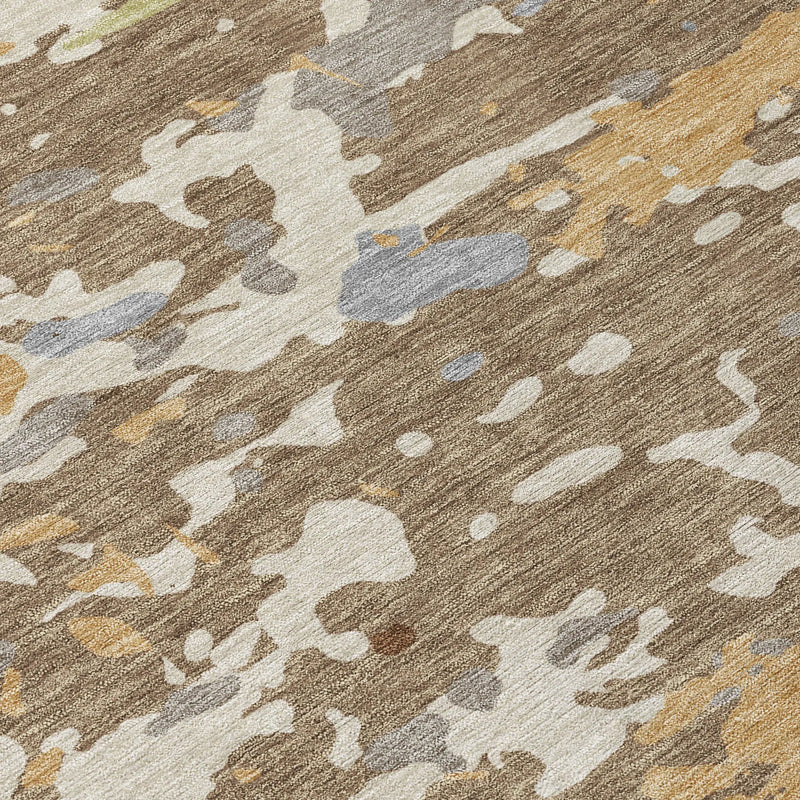 9' X 12' Brown And Ivory Abstract Washable Indoor Outdoor Area Rug Homeroots Outdoor