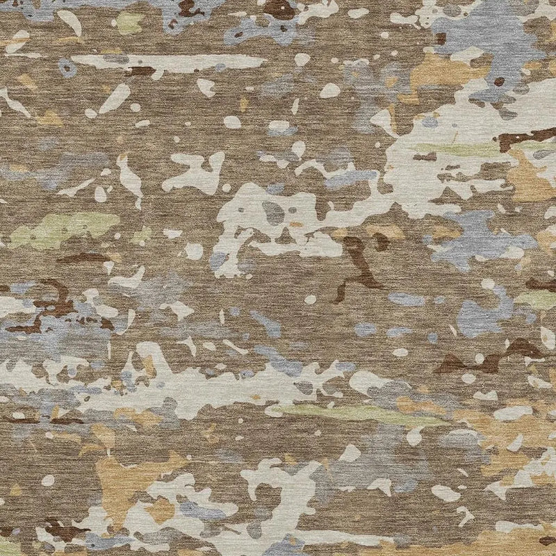 9' X 12' Brown And Ivory Abstract Washable Indoor Outdoor Area Rug Homeroots Outdoor