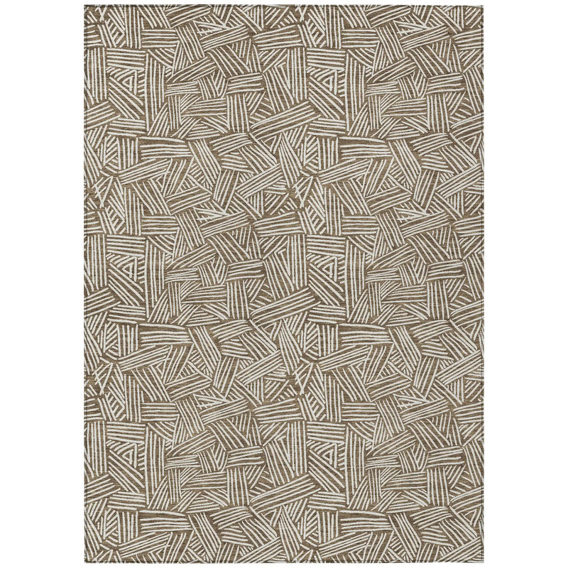 9' X 12' Brown And Ivory Geometric Washable Indoor Outdoor Area Rug Homeroots Outdoor