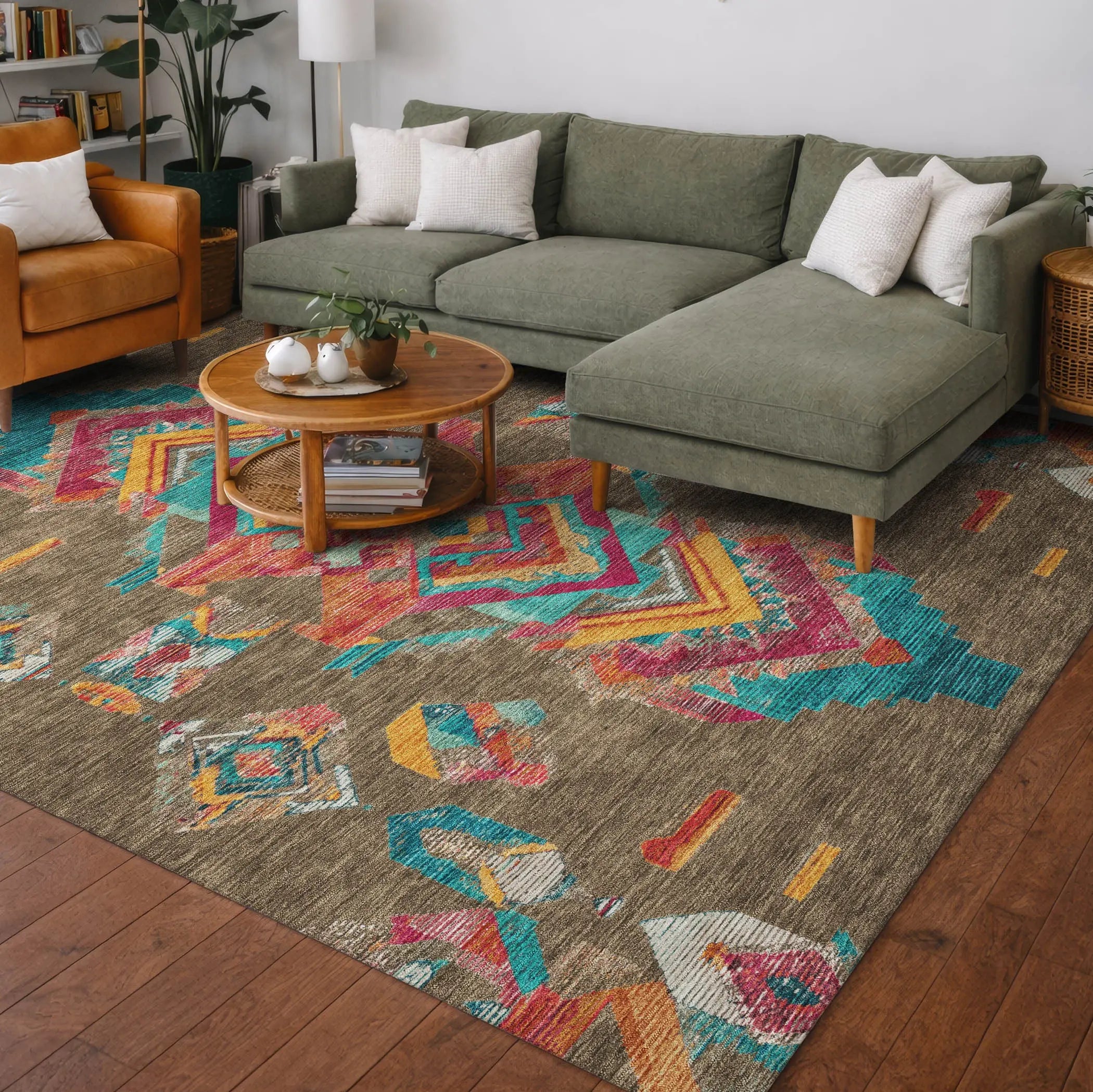 9' X 12' Brown And Ivory Tribal Washable Indoor Outdoor Area Rug Homeroots Outdoor