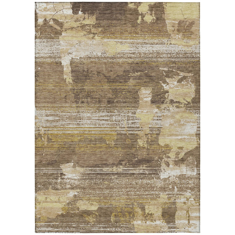 9' X 12' Brown And Khaki Abstract Washable Indoor Outdoor Area Rug Homeroots Outdoor