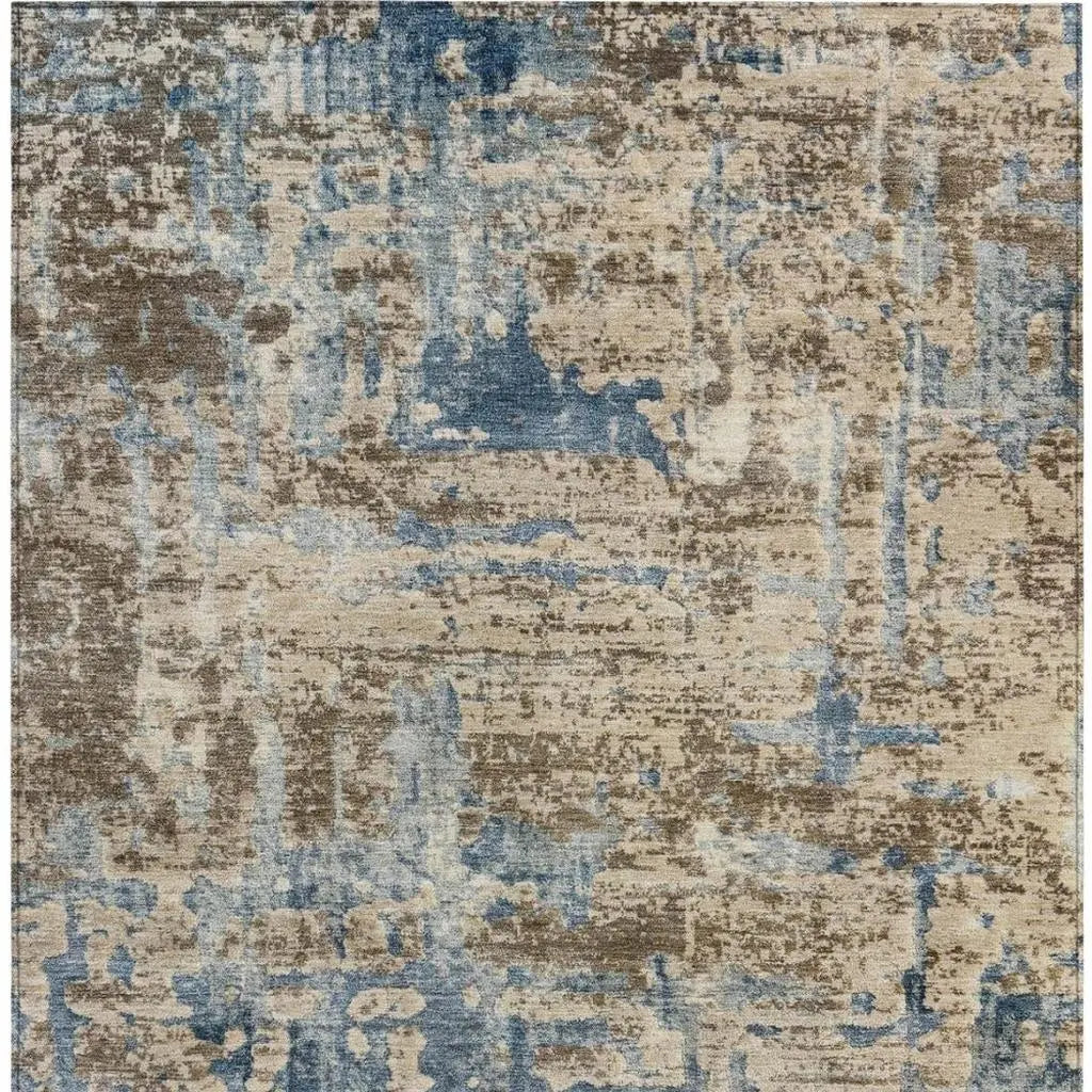 9' X 12' Brown And Khaki Abstract Washable Indoor Outdoor Area Rug Homeroots Outdoor