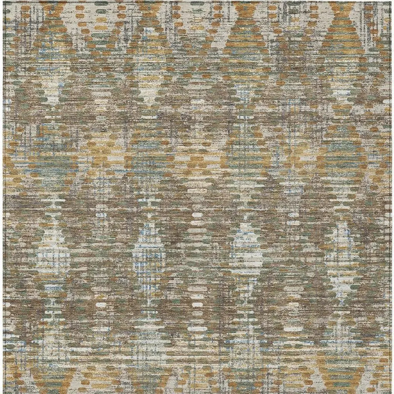 9' X 12' Brown And Khaki Floral Medallion Washable Indoor Outdoor Area Rug Homeroots Outdoor