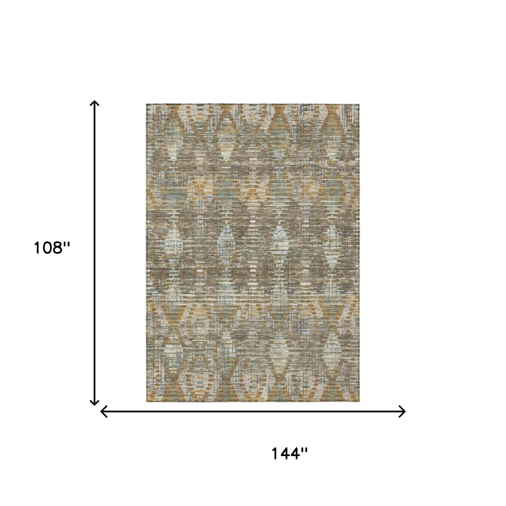 9' X 12' Brown And Khaki Floral Medallion Washable Indoor Outdoor Area Rug Homeroots Outdoor