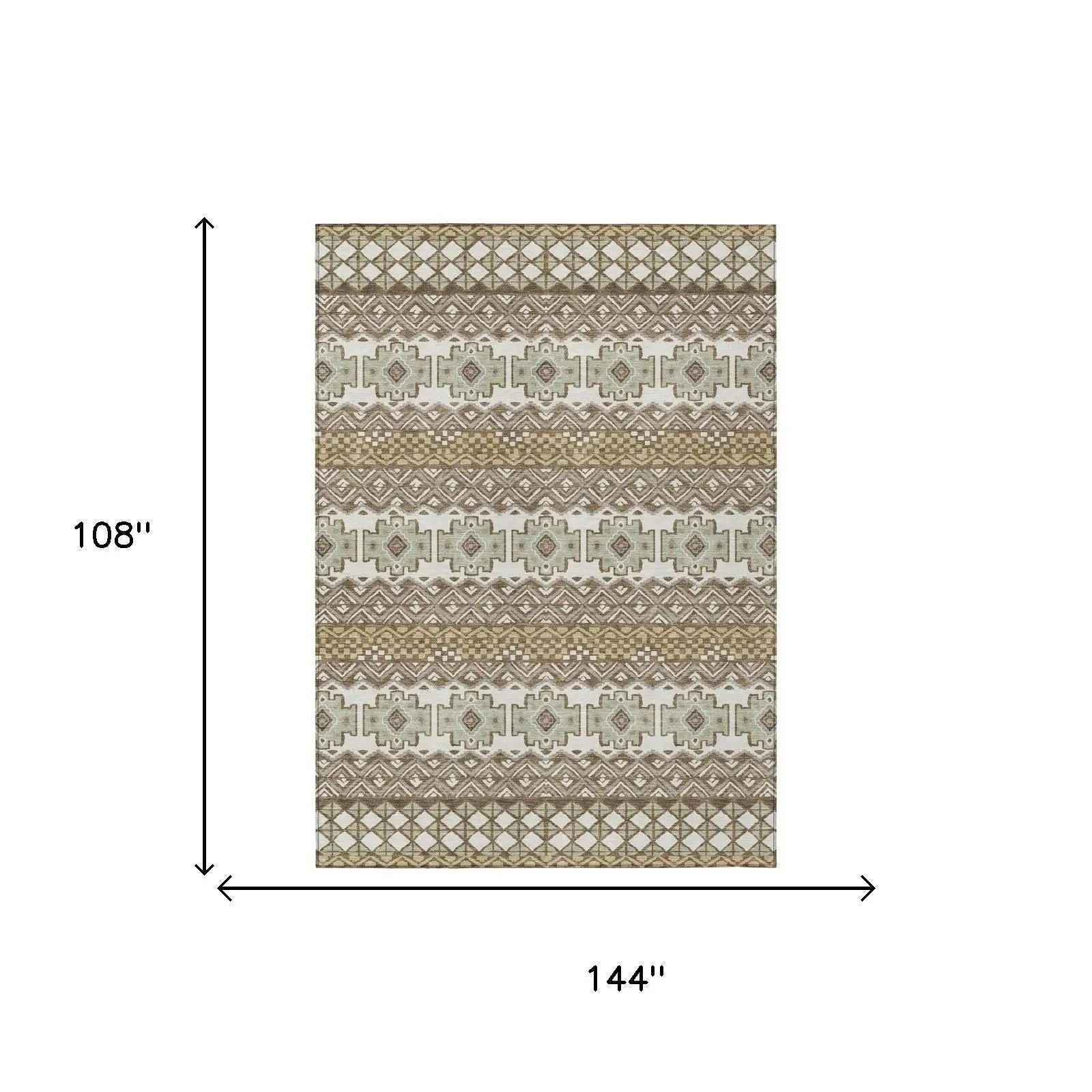 9' X 12' Brown And Khaki Striped Washable Indoor Outdoor Area Rug Homeroots Outdoor
